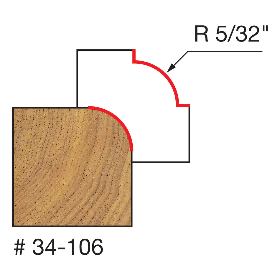 Freud, 34-106 5/32'' Radius Round Over Rounding Router Bit 1/4'' Shank