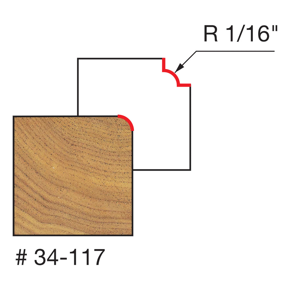 Freud, 34-117 1/16'' Radius Round Over Rounding Router Bit 1/2'' Shank