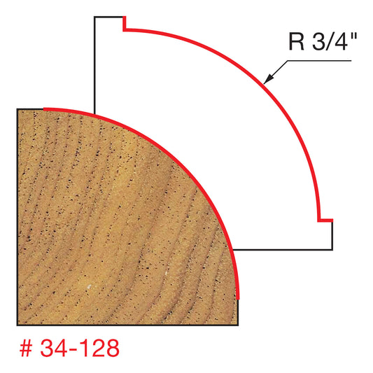 Freud, 34-128 3/4" Quadra-Cut Radius Rounding Over Bit 1/2" Shank