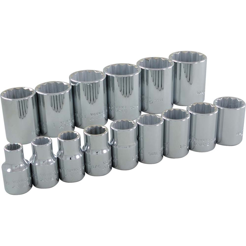 Gray Socket Set, 35115 SAE Standard 12 Point 15pc