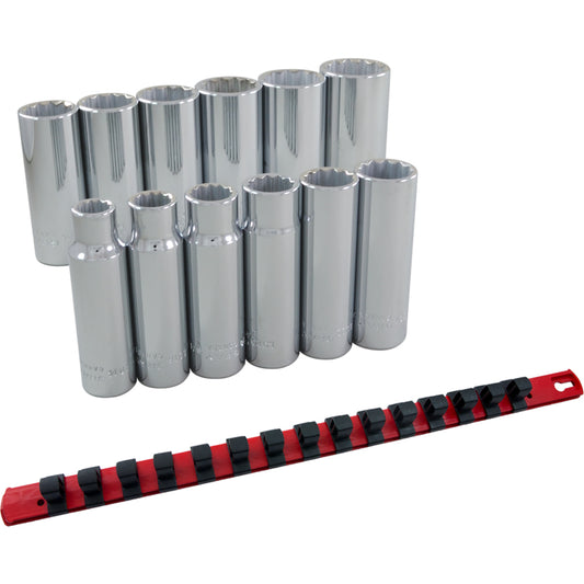 Gray Tools, 35312 12-pc Chrome Deep SAE 12-point Socket Set