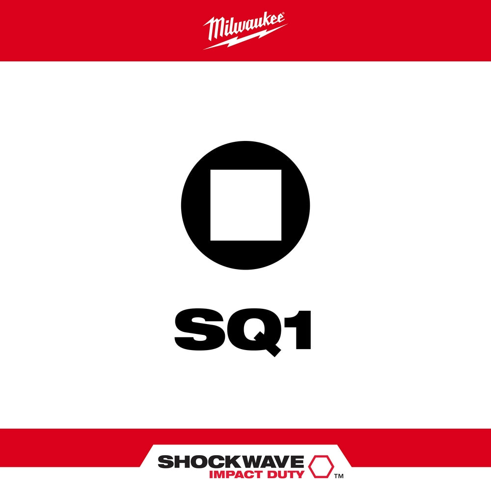 Milwaukee, 48-32-4421 Square Recess #1 SHOCKWAVE Impact Insert Bits - 2 Pack