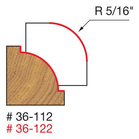 Freud, 36-112 Quadra-Cut 5/16'' Radius Beading Router Bit 1/4'' Shank