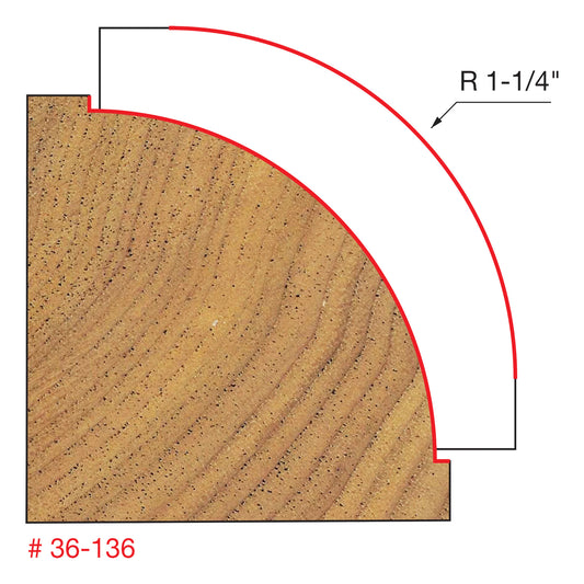 Freud, 36-136 Quadra-Cut 1 1/4" Radius Beading Router Bit 1/2" Shank