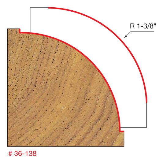Freud, 36-138 Quadra-Cut 1-3/8" Radius Beading Router Bit 1/2" Shank
