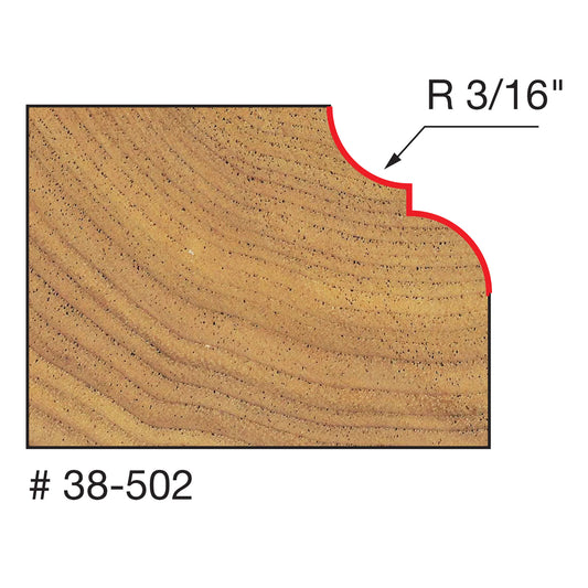 Freud, 38-502 3/16'' Radius Classical Bold Cove & Round Router Bit 1/4'' Shank