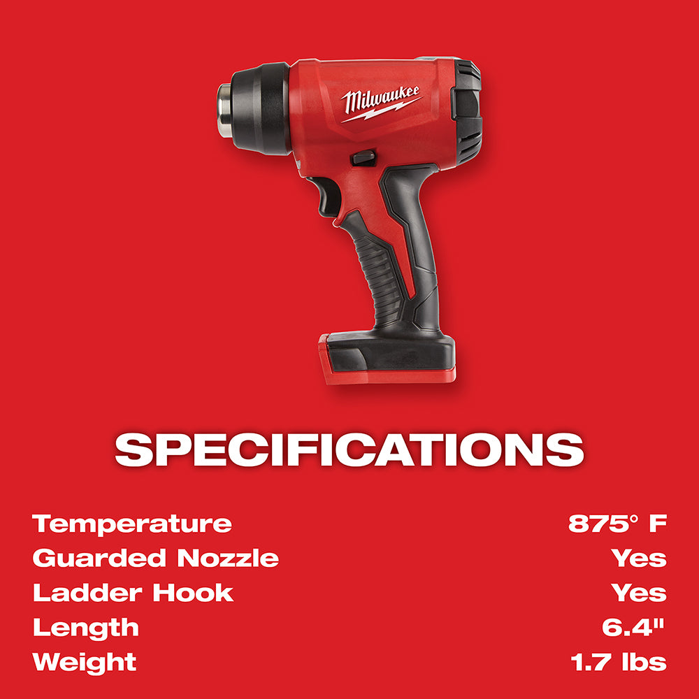 Milwaukee, 2688-20 M18 18 Volt Lithium-Ion Cordless Compact Heat Gun (Tool Only)