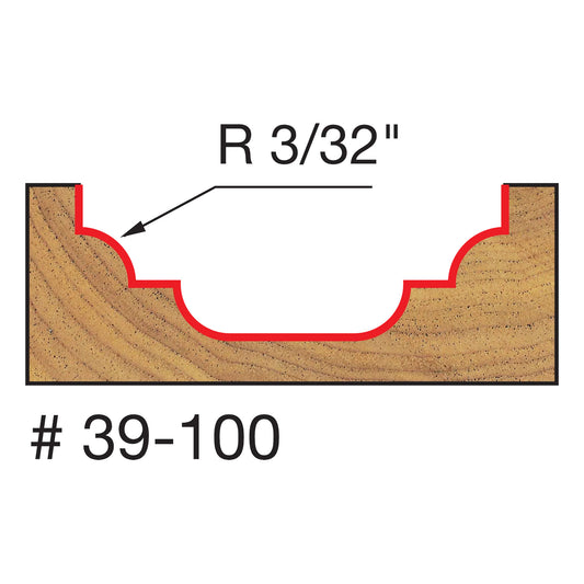 Freud, 39-100 3/32'' Radius Cove & Bead Groove Router Bit 1/4'' Shank