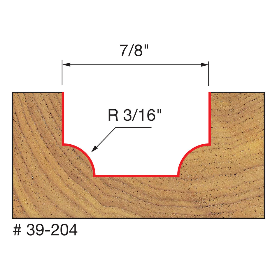 Freud, 39-204 3/16'' Radius Ovolo Router Bit 1/4'' Shank