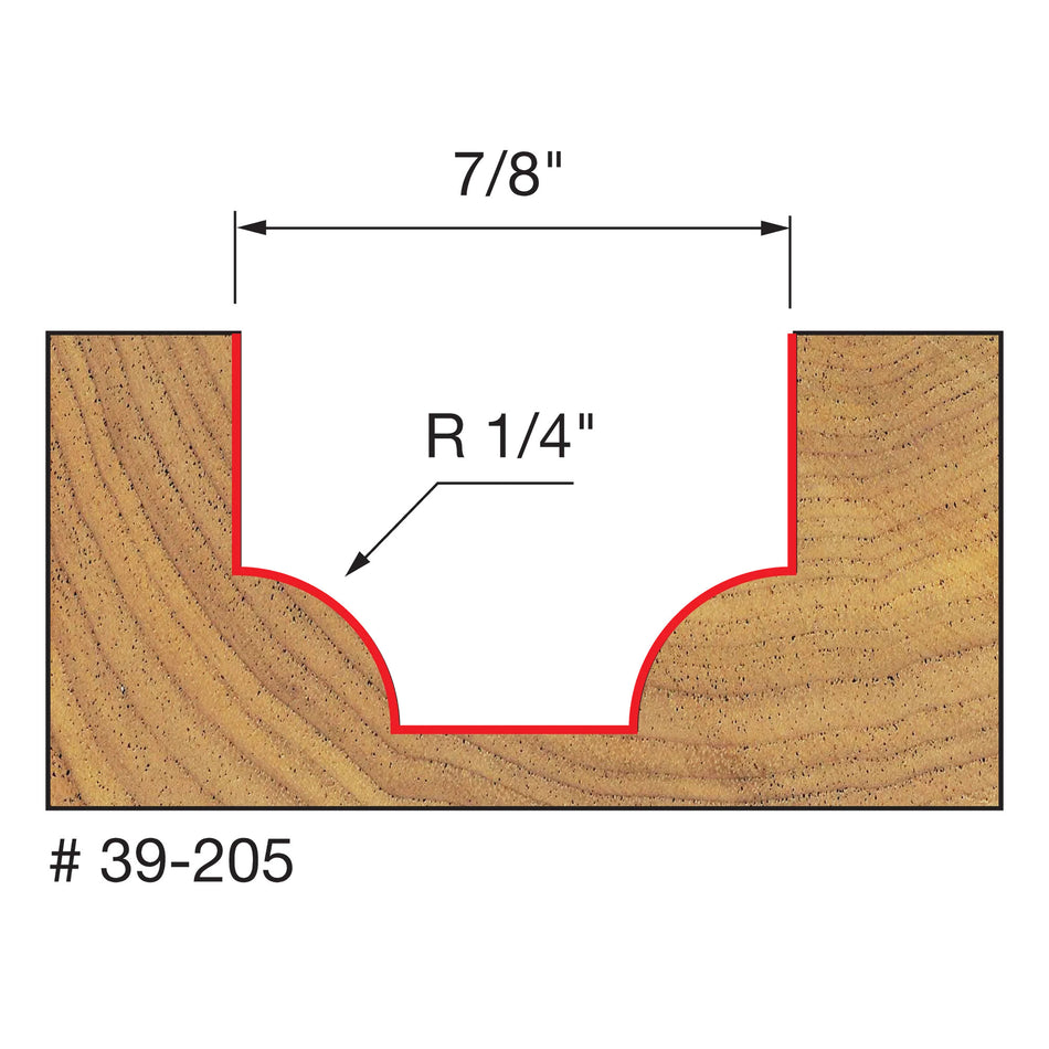 Freud, 39-205 1/4'' Radius Ovolo Router Bit 1/4'' Shank