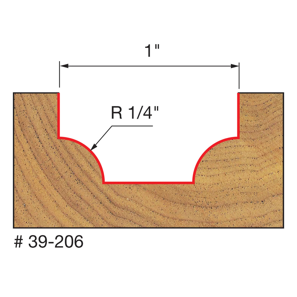 Freud, 39-206 1/4'' Radius Ovolo Router Bit 1/4'' Shank