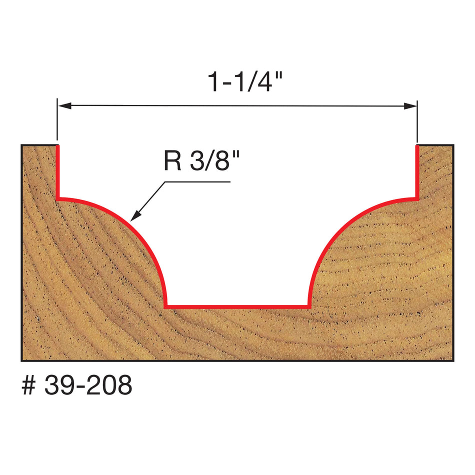 Freud, 39-208 3/8'' Radius Ovolo Router Bit 1/4'' Shank