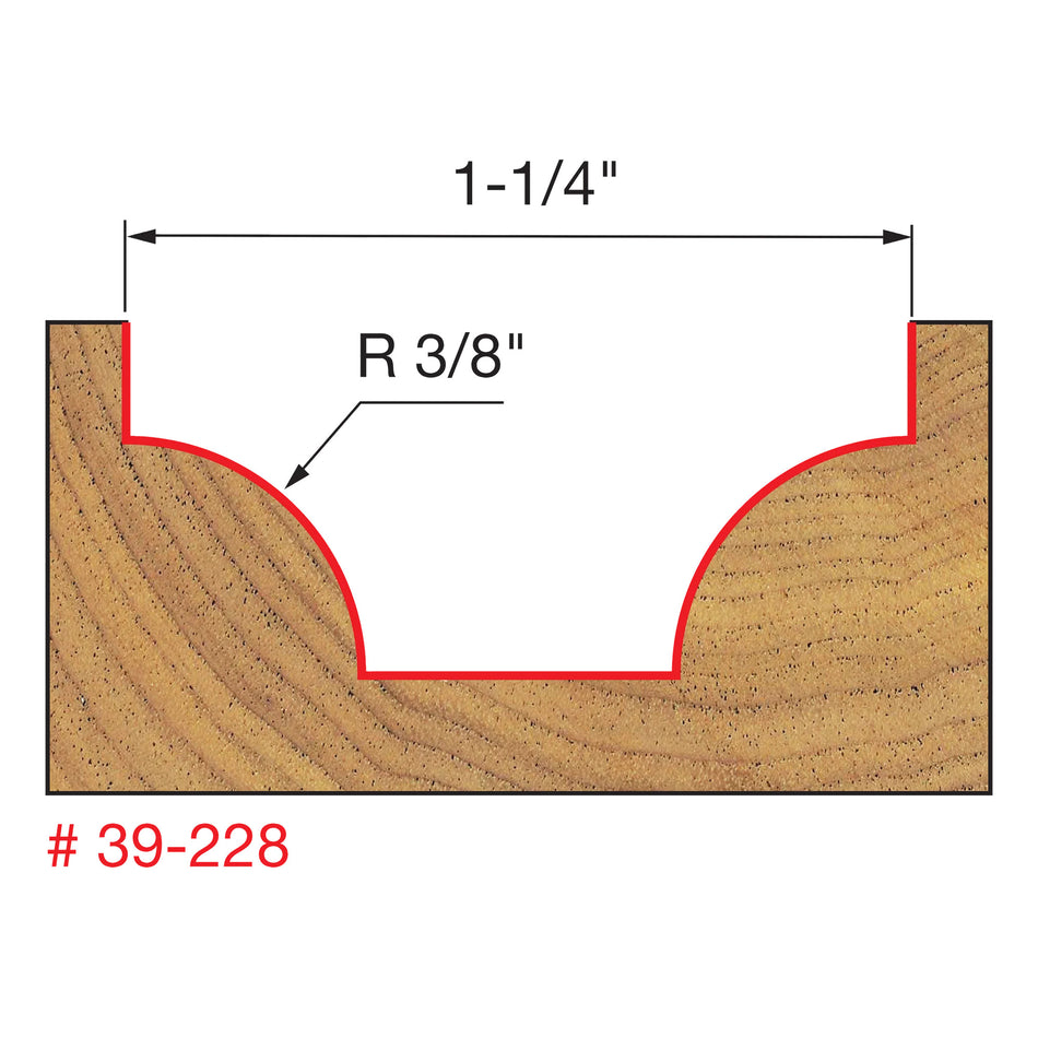 Freud, 39-228 3/8'' Radius Ovolo Router Bit 1/2'' Shank