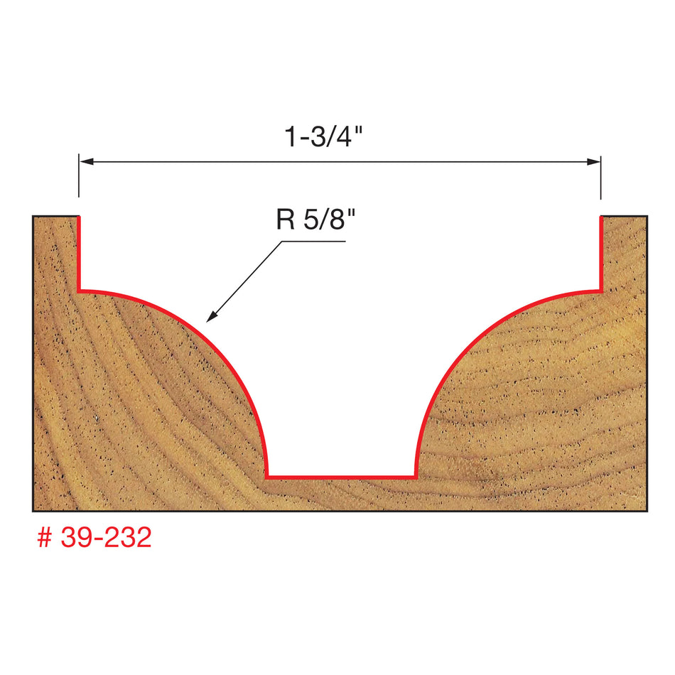 Freud, 39-232 5/8'' Radius Ovolo Router Bit 1/2'' Shank