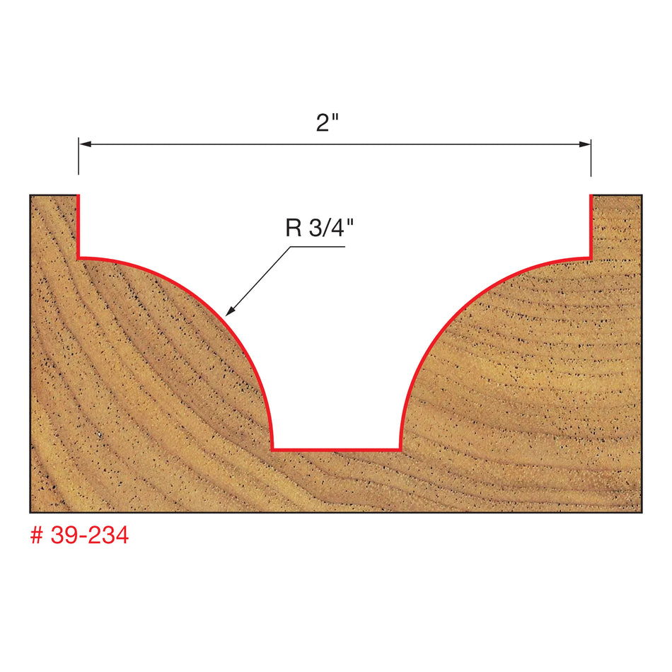 Freud, 39-234 3/4'' Radius Ovolo Router Bit 1/2'' Shank