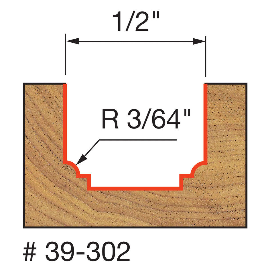 Freud, 39-302 Embout à rainure pour perles classique à rayon de 3/64'', tige de 1/4''