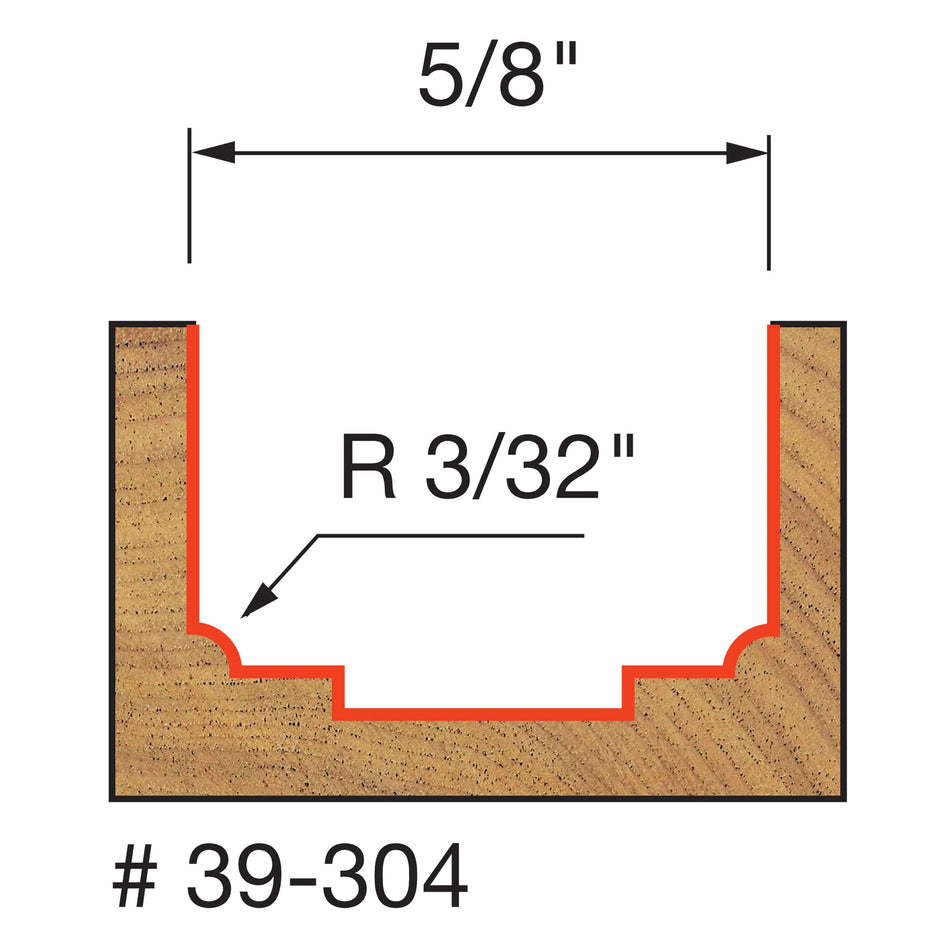 Freud, 39-304 3/32'' Radius Classical Beading Groove Router Bit 1/4'' Shank