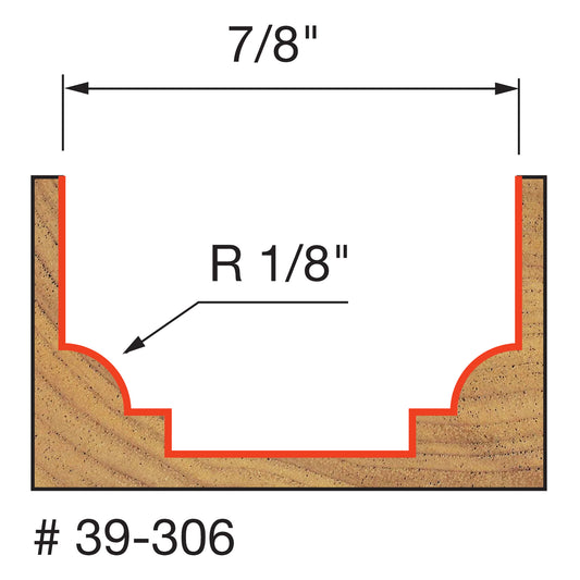 Freud, 39-306 1/8'' Radius Classical Beading Groove Router Bit 1/4'' Shank