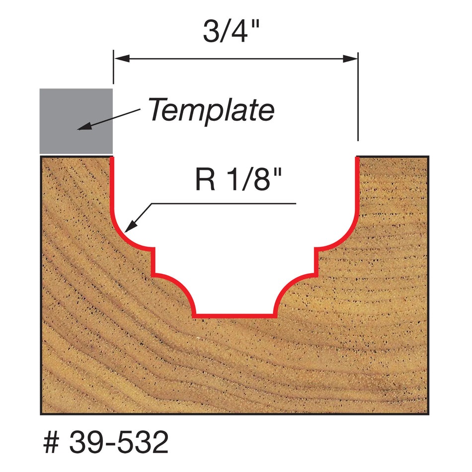 Freud, 39-532 1/8'' Radius Top Bearing Cove & Bead Groove Router Bit 1/4'' Shank