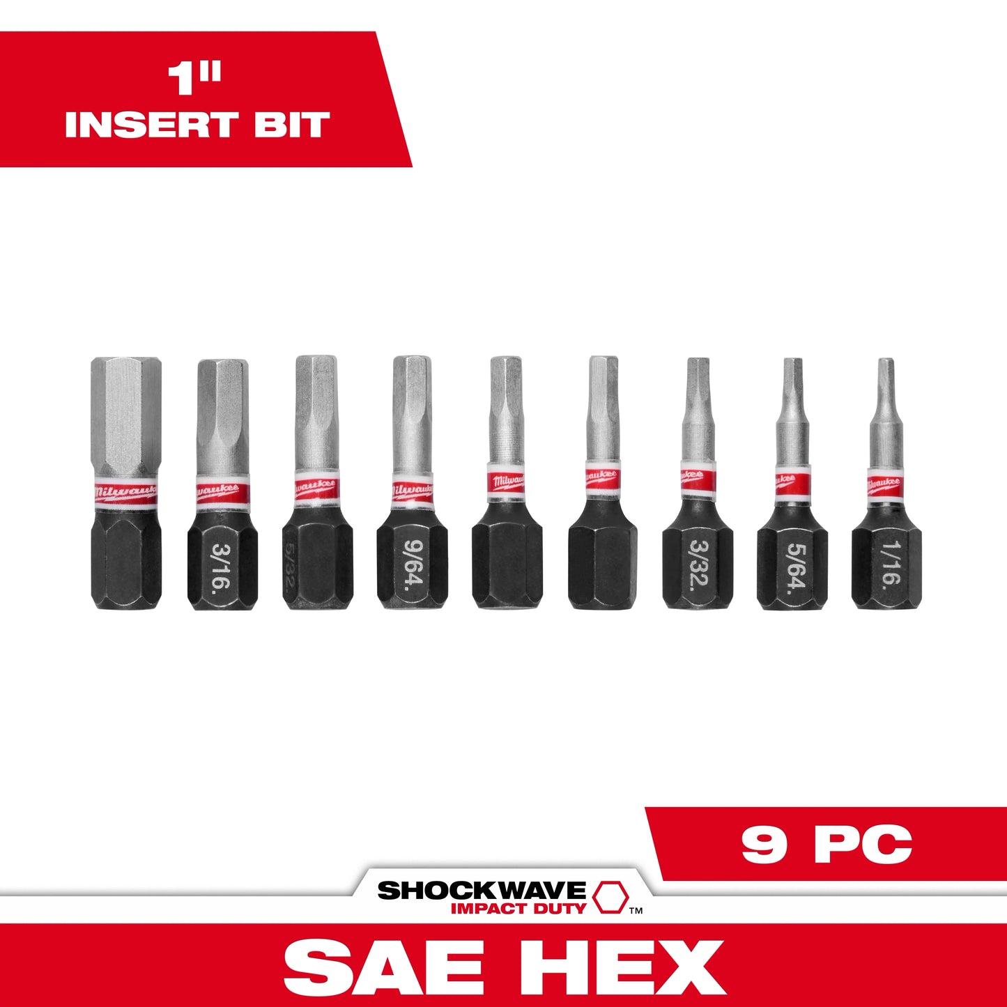 Milwaukee SHOCKWAVE 48-32-4616 Impact Duty Steel Hex Screw Driver Bit Set (9-Piece)
