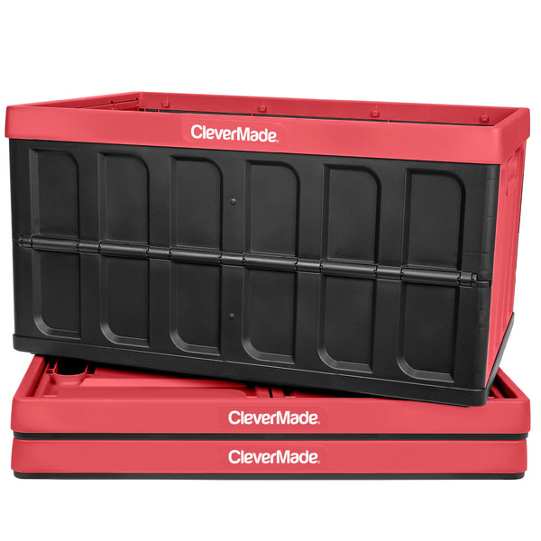 CLEVERMADE, 80-34114-527 Red Collapsible Storage Crate 46L