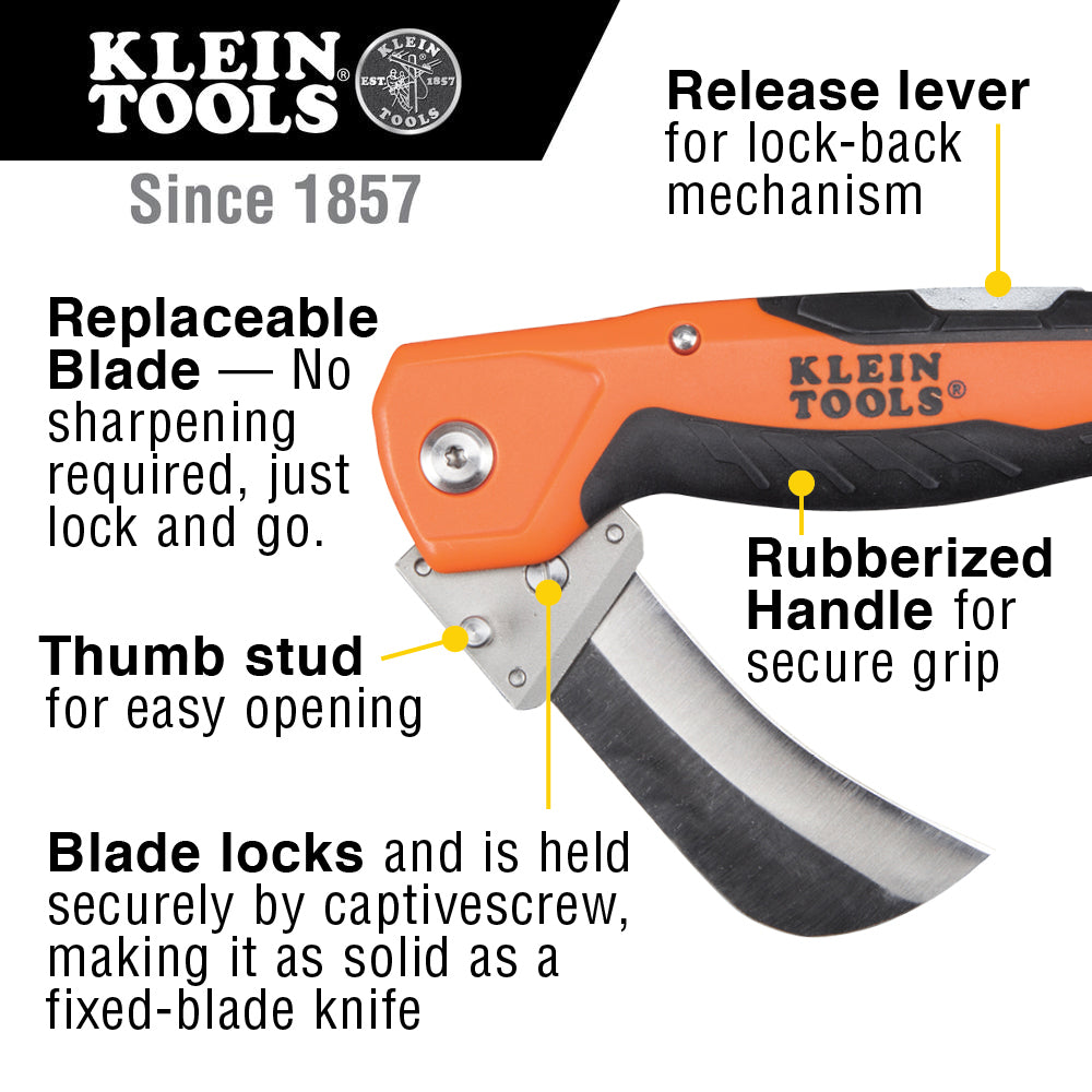 Klein Tools 44218 – 2.5-Inch Cable Skinning Utility Knife with Replaceable Blade