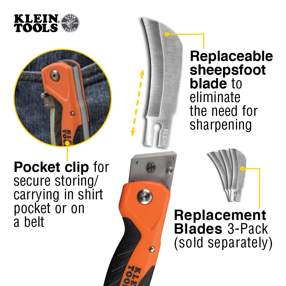 Klein Tools 44218 – 2.5-Inch Cable Skinning Utility Knife with Replaceable Blade
