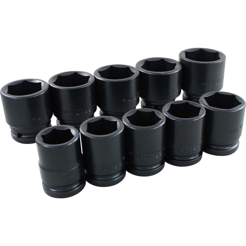 Gray Tools, 45010 6-pt Impact Standard SAE 10-pc Socket Set