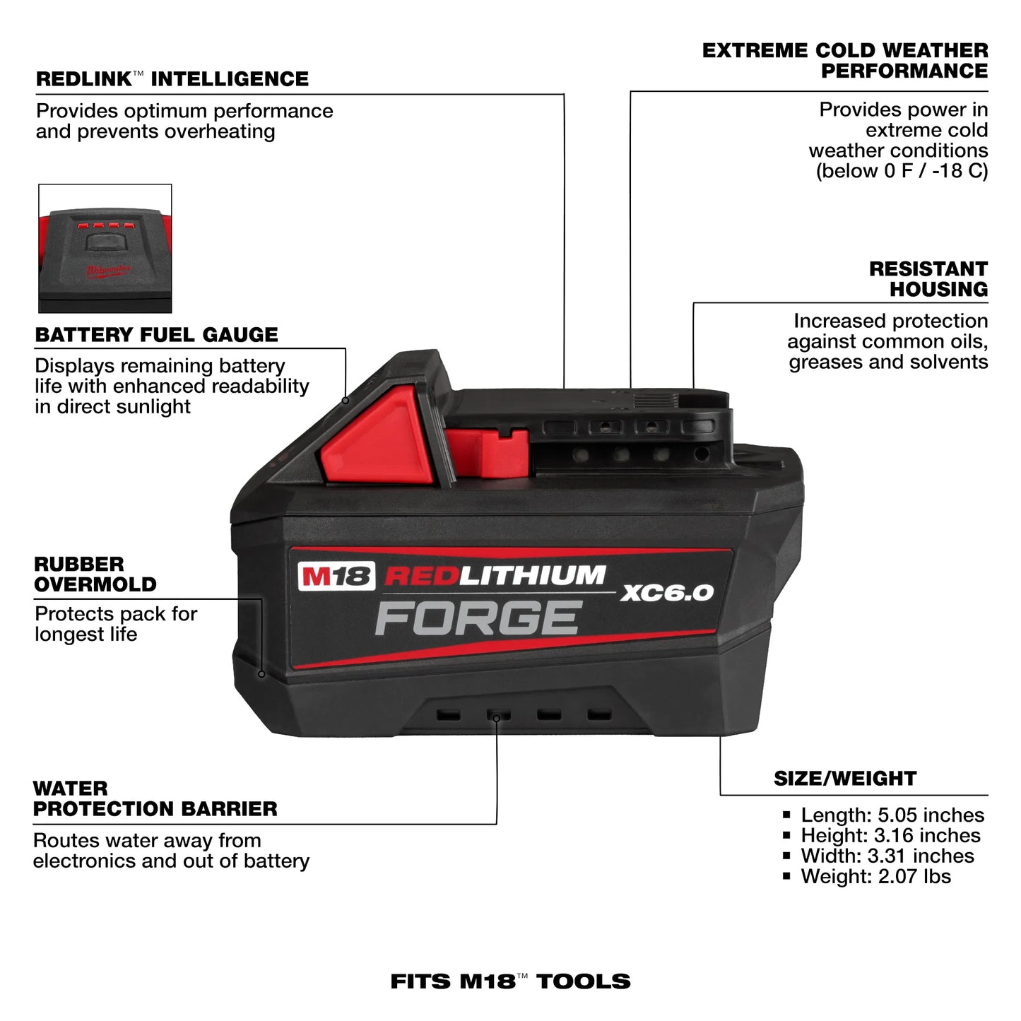 Milwaukee, 48-11-1861 M18 REDLITHIUM FORGE XC6.0 Battery Pack