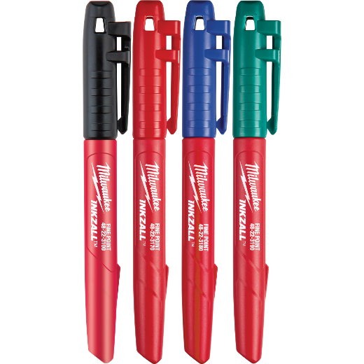 Milwaukee, 48-22-3106 INKZALL Fine Point Colored Markers - 4 Pack