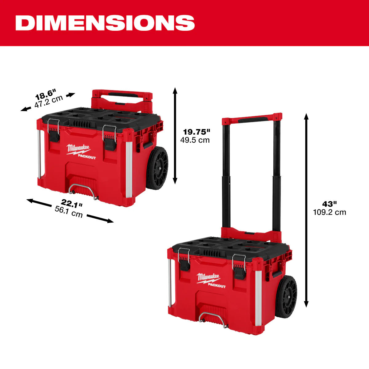 Milwaukee, 48-22-8027 Low-Profile Handle for PACKOUT™ Rolling Tool Box