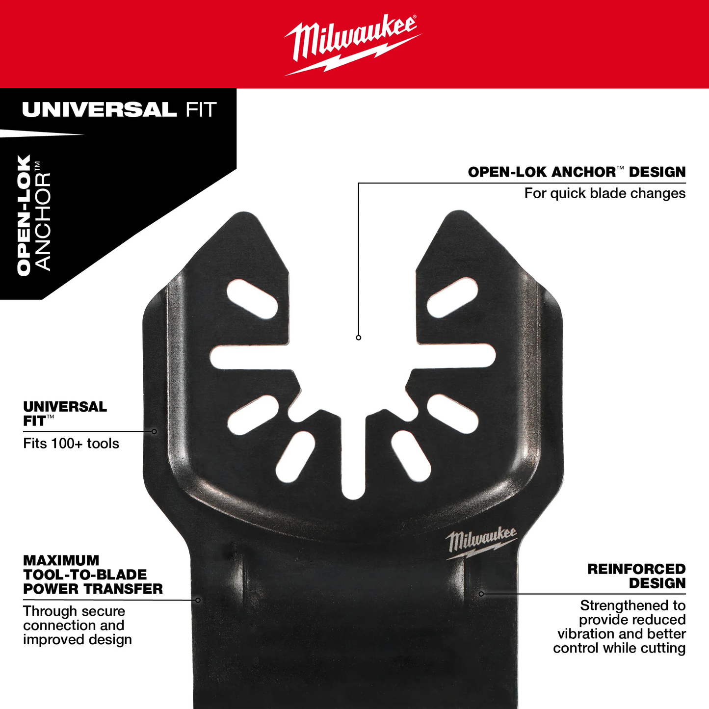 Milwaukee, 49-25-1103 MILWAUKEE® OPEN-LOK™ 1-3/8" HCS Wood Multi-Tool Blades (3 pk)