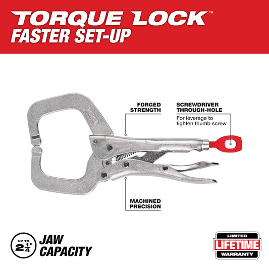 Milwaukee, 48-22-3532 6  in. TORQUE LOCK Locking C-Clamp With Regular Jaws