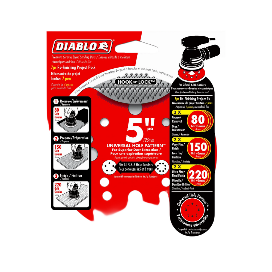 Diablo 5'' ROS Disc Hook &amp; Lock™ Project Pack Finition 7pk