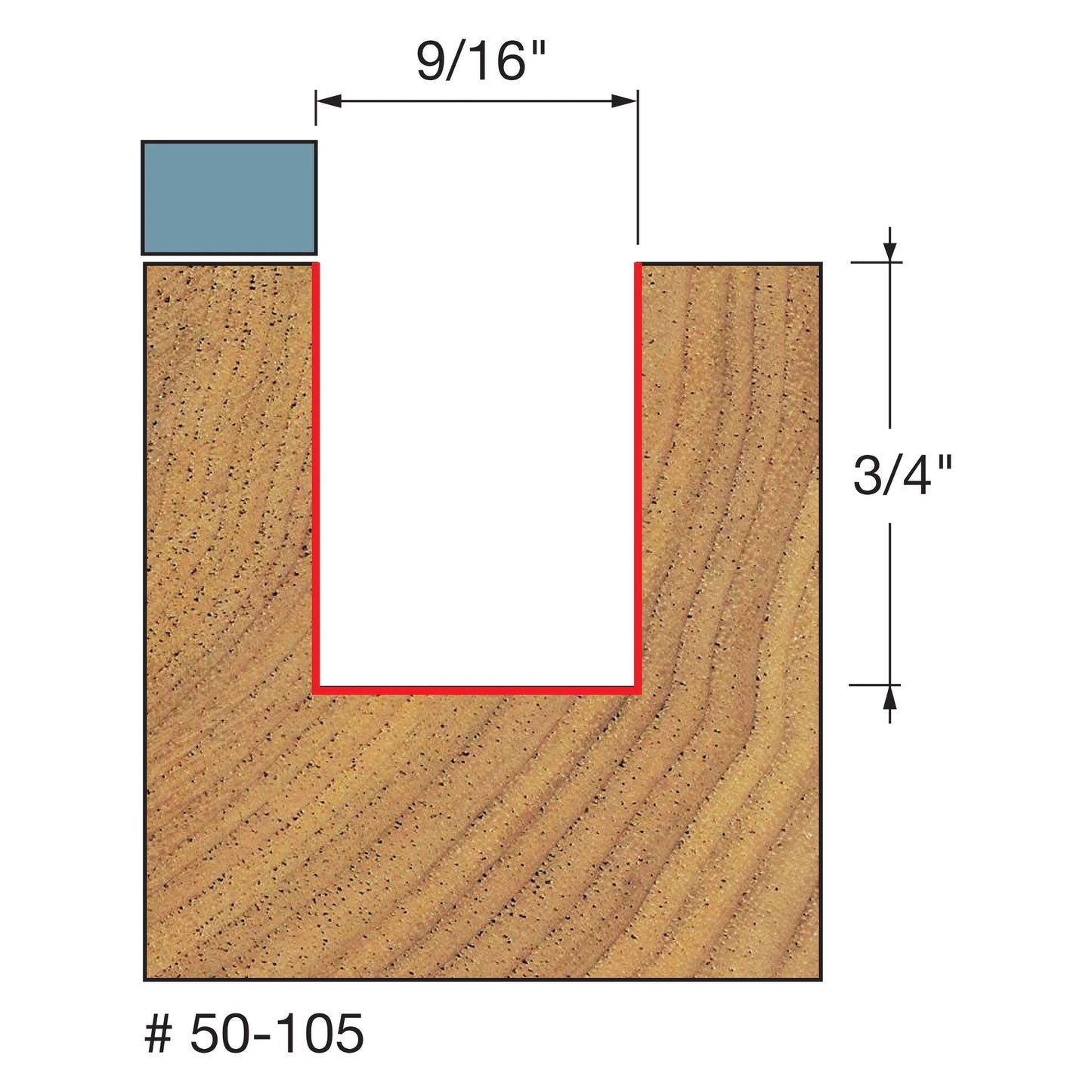 Freud, 50-105 Embout de coupe affleurant à roulement supérieur 9/16'', tige 1/4'' 13979