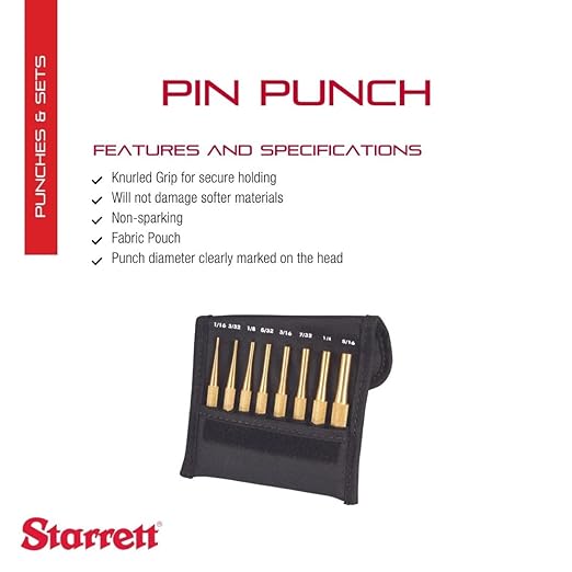 Starrett, SB565Z Brass Drive Pin Punches 8-pc Set