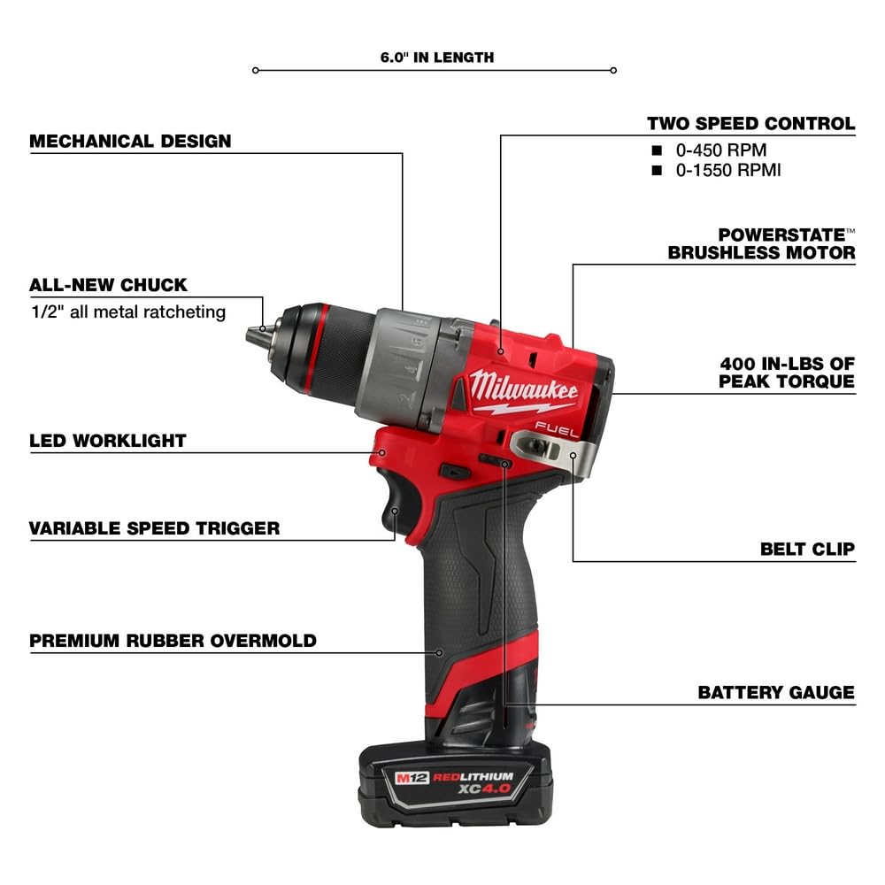 Milwaukee, 2503-22 M12 FUEL™ 1/2" Drill Driver Kit