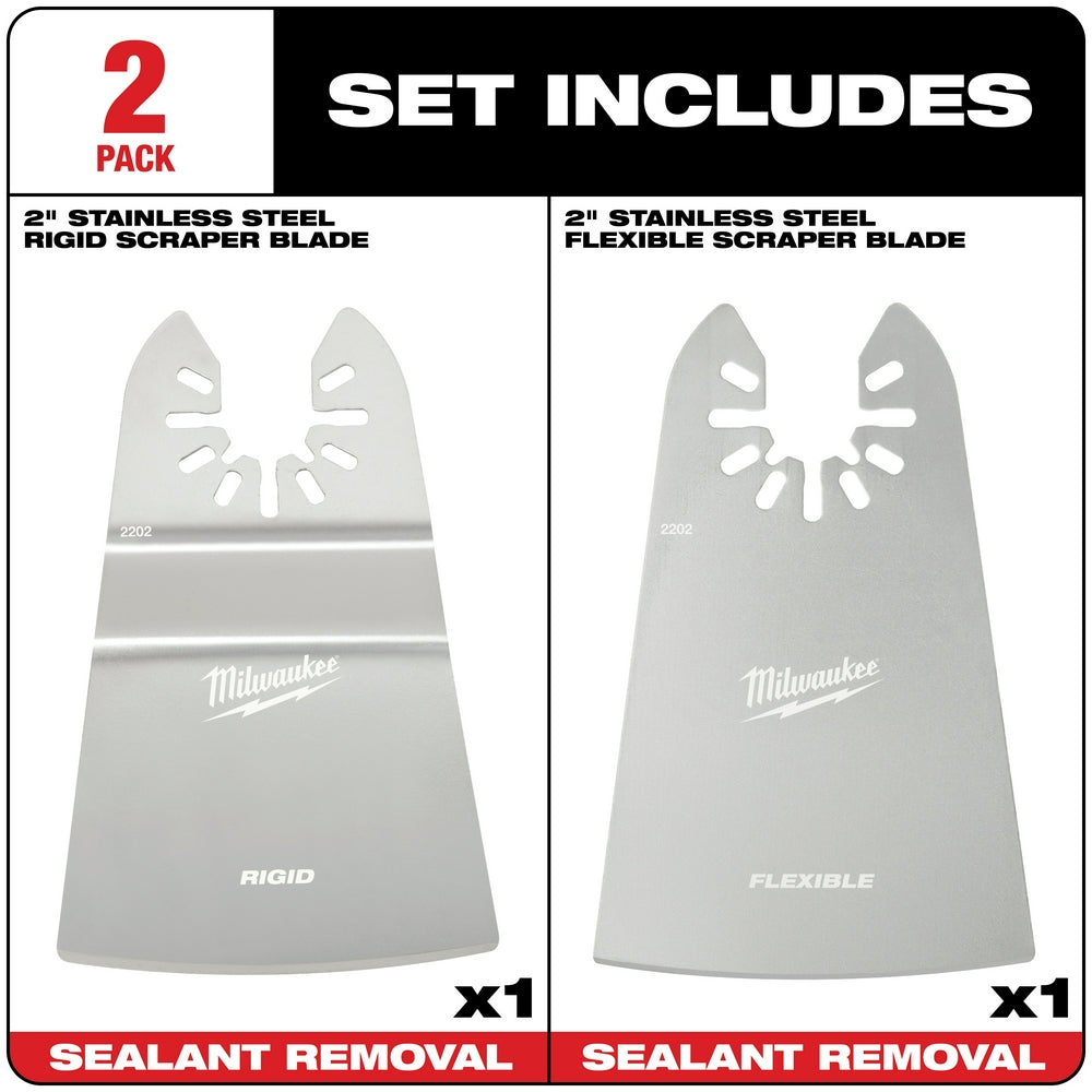 Milwaukee, 49-25-2202 Milwaukee OPEN-LOK 2" RIGID & 2" FLEXIBLE SCRAPER VARIETY PACK (2 pc)