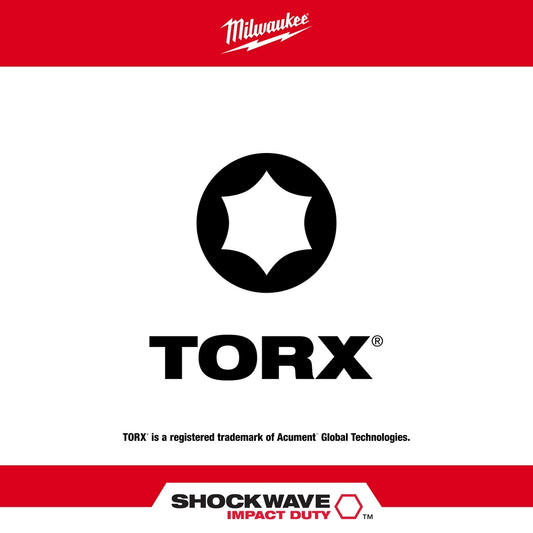 Milwaukee, 48-32-4615 Jeu d'embouts à insert Torx 1" SHOCKWAVE™ - 7 pièces