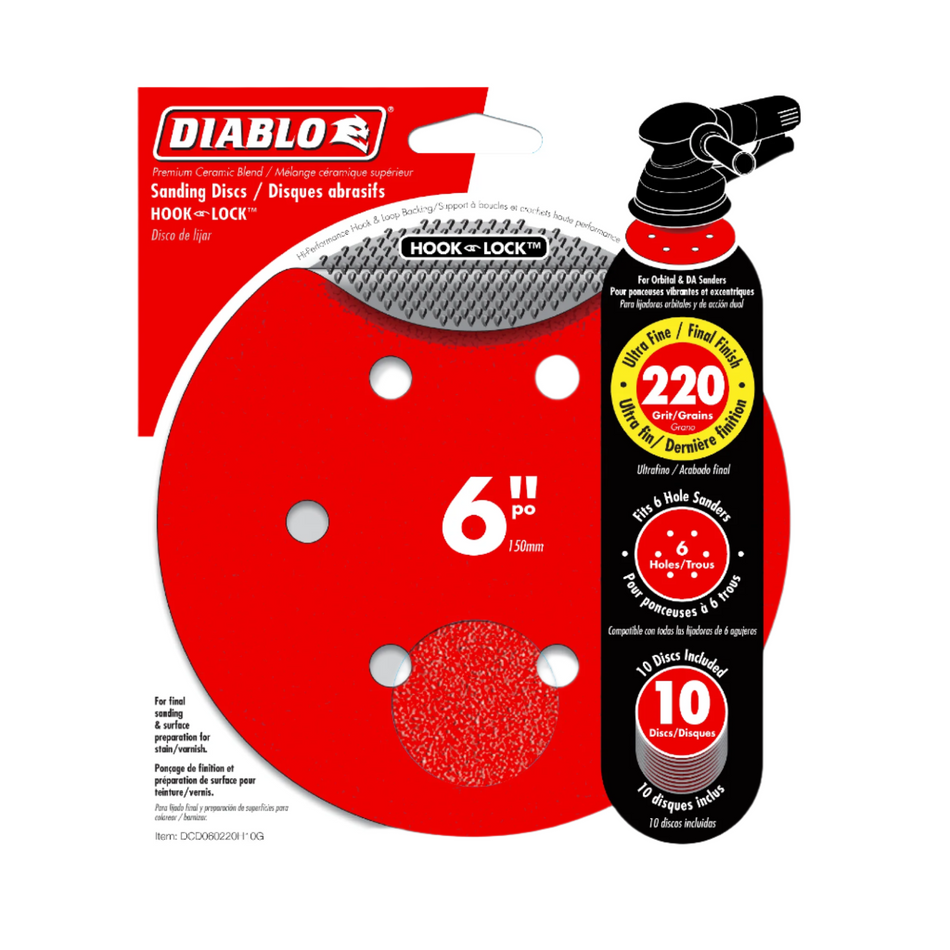 Diablo 6'' ROS Disc Hook &amp; Lock™ grain 220 - 10pk 14869
