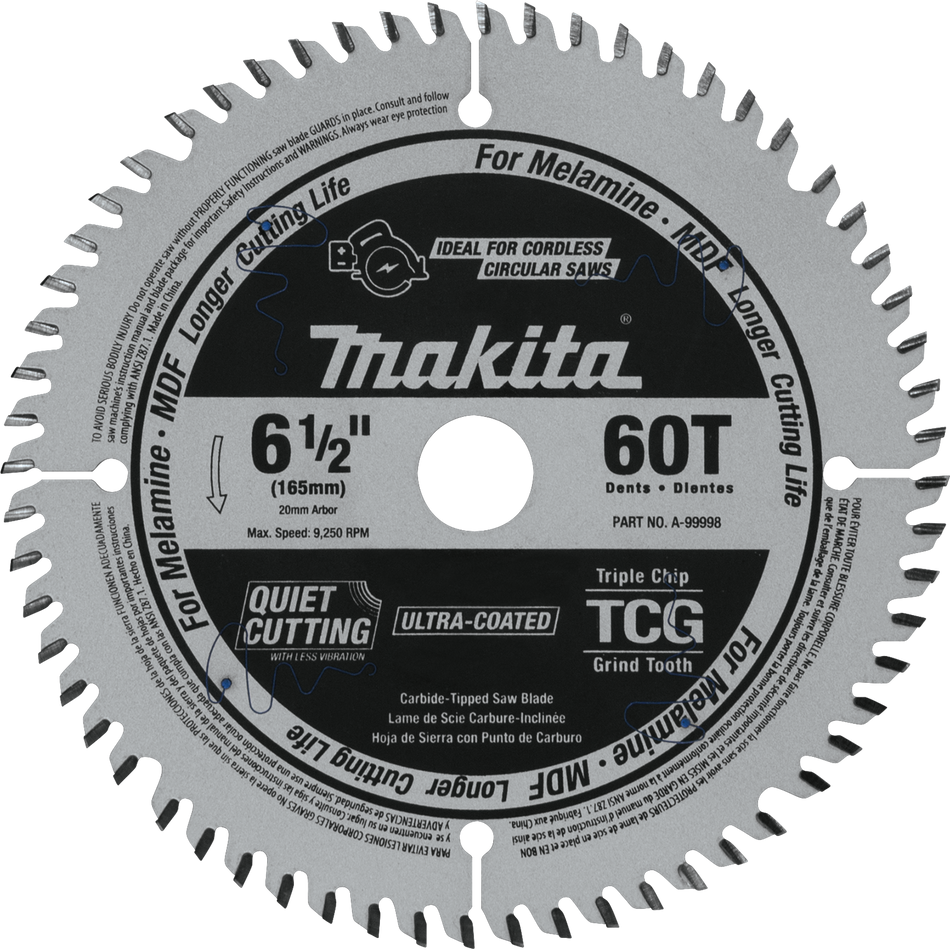 Makita, A-99998 Lame de scie 6-1/2'' 60 dents pour scie plongeante 10004