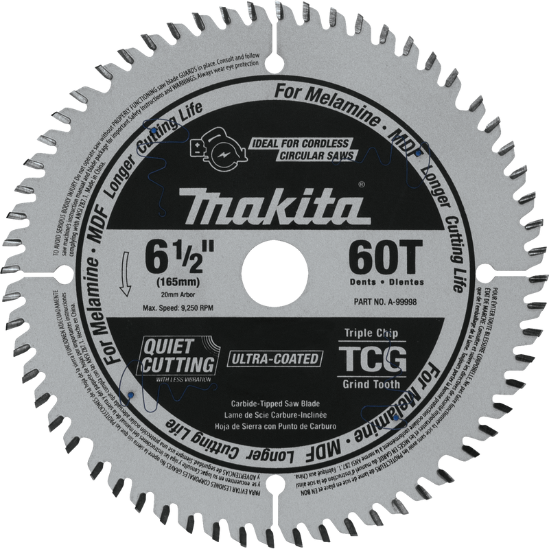 Makita, A-99998 6-1/2'' 60 Tooth Saw Blade for Plunge Saw