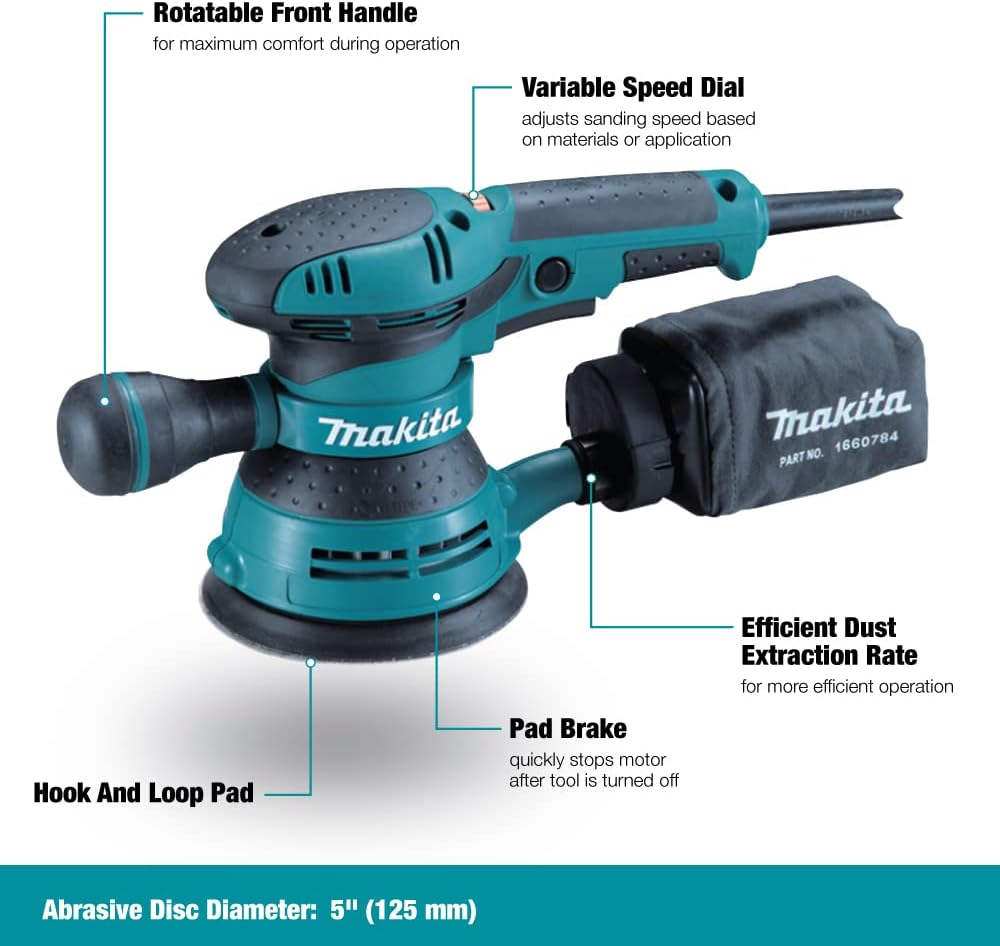 Makita, BO5041K Kit de ponceuse orbitale aléatoire 5'' 17052