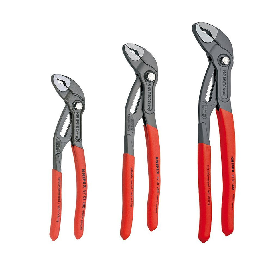 Knipex 00 20 06 US1 Jeu de 3 pinces Cobra, 7 pouces, 10 pouces et 12 pouces