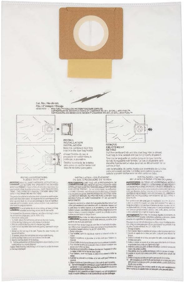 Milwaukee 49-90-1979 6 Gallon Vacuum Fleece Dust Bags - 5 Pack