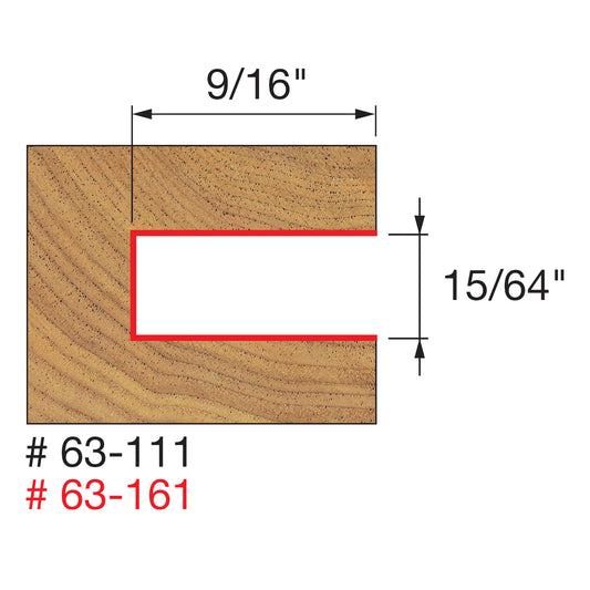 Freud, 63-111 Jeu de fraises à rainurer 15/64'', tige 1/4''