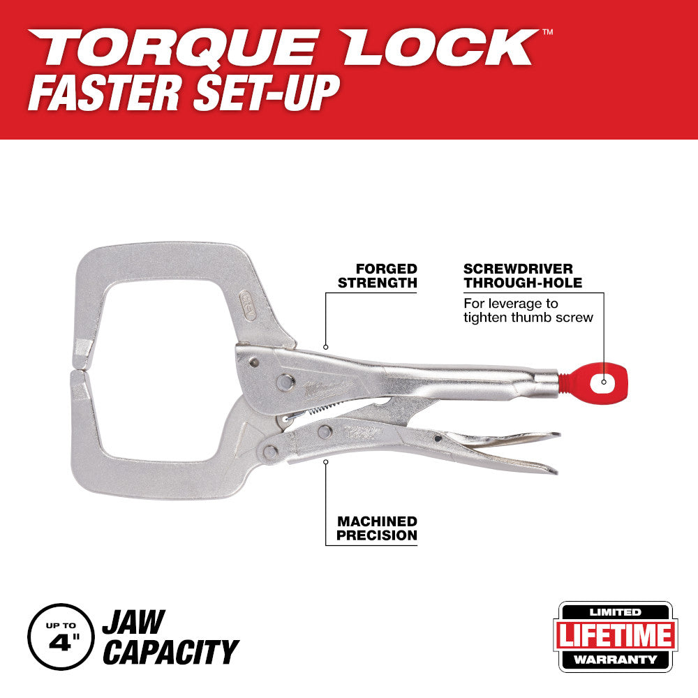 Milwaukee, 48-22-3531 11 in. TORQUE LOCK Locking C-Clamp With Regular Jaws