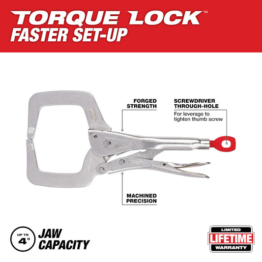 Milwaukee, 48-22-3531 11 in. TORQUE LOCK Locking C-Clamp With Regular Jaws