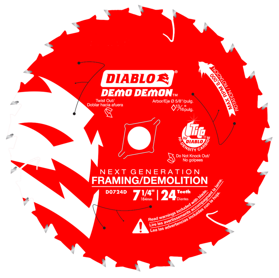 DIABLO - DEMO DEMON 7 1/4'' Framing and Demolition Saw Blade D0724DA