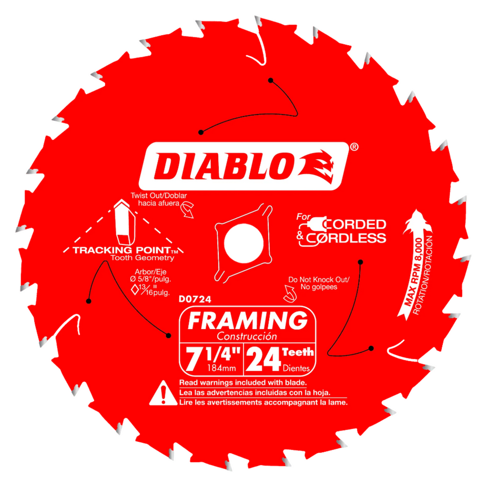 Freud, D0724A 7-¼ inch ATB Framing 24T